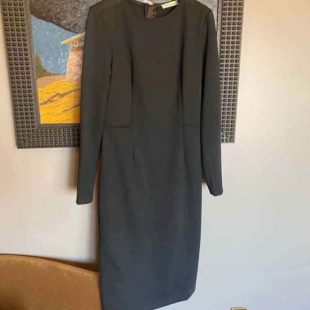 5th & Mercer Midi Dress with Bold gold back zipper